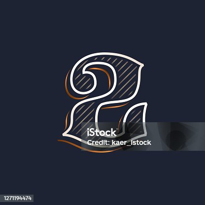 istock Vintage number two logo with line decoration. 1271194474