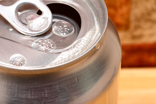 Close up view of an open Aluminium fizzy drinks can