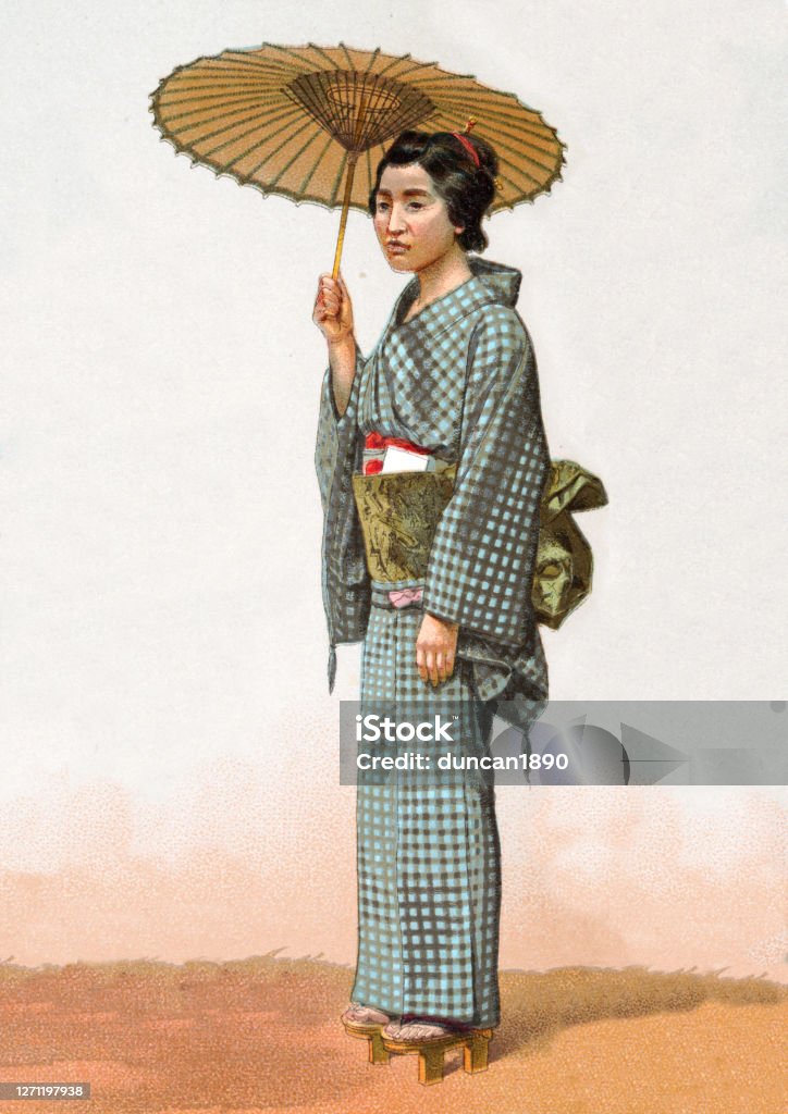 systeem onvoorwaardelijk zuur Vrouw Met Parasol In Traditionele Japanse Kleding Manier Stockvectorkunst  en meer beelden van Retrostijl - iStock