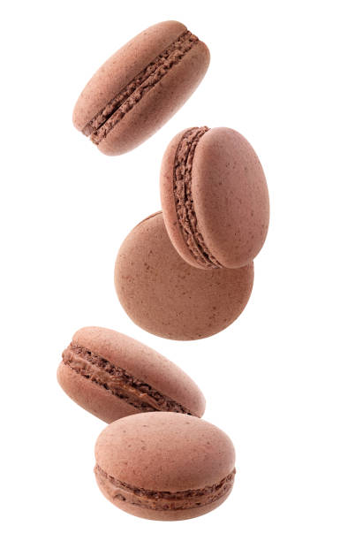 istock Falling chocolate macaroon isolated in the air 1271203152