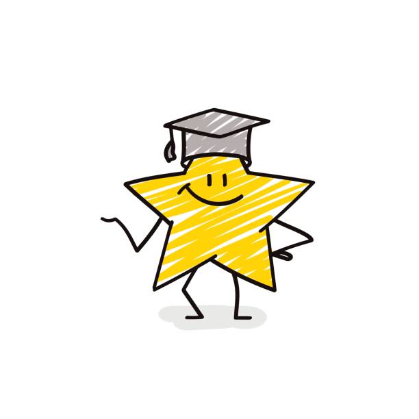 Funny Star With Graduation Cap Stock Illustration - Download Image Now -  Graduation, Drawing - Activity, Computer Graphic - iStock