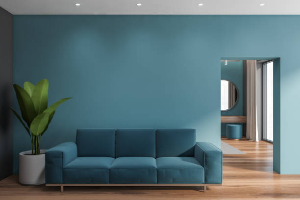 istock Blue living room interior with blue sofa 1271204070