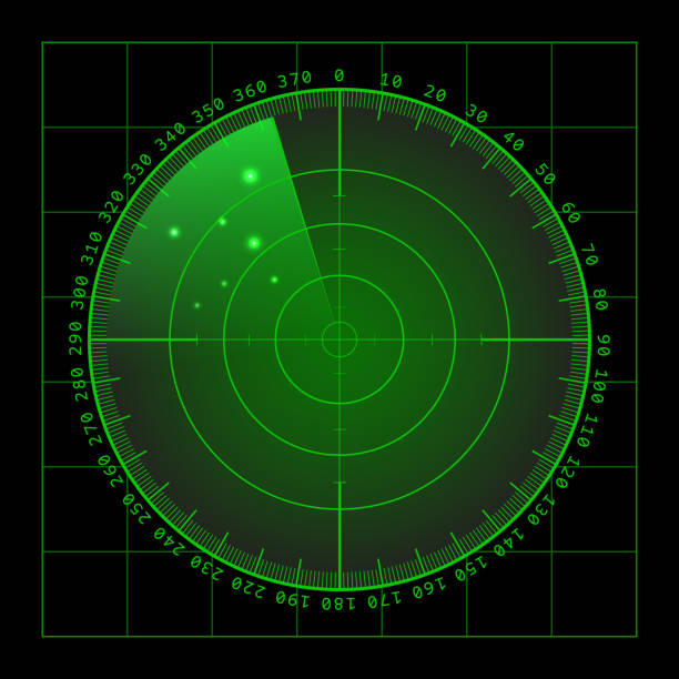 istock Military green radar screen with target. Futuristic HUD interface. Stock vector illustration. 1271205461