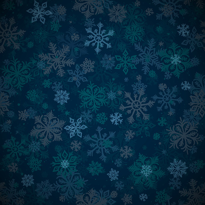 Seamless dark blue Christmas snowflakes background for use as template on Christmas designs, cards, flyers, banners, advertising, brochures, posters