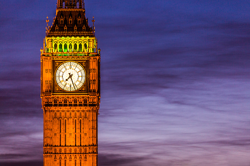 London Big Ben Clock Tower and Parliament house at city of Westminster, London, England, Great Britain, UK.