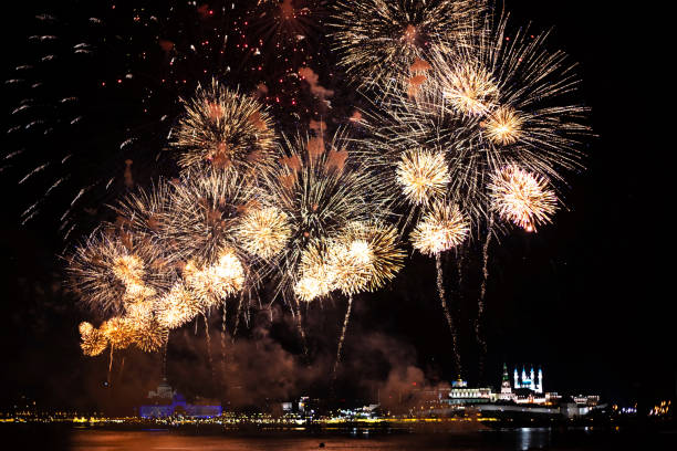 istock Fireworks over the river, Kazan, Tatarstan Republic. 1271209453