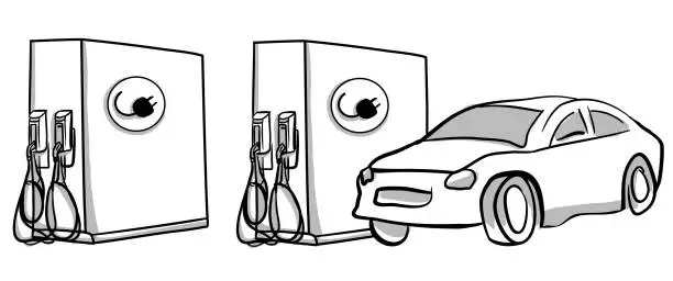 Vector illustration of Electric Car Charging Equipment