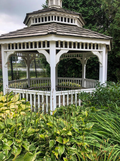 istock White octagon gazebo at Wisconsin zoo 1271228538