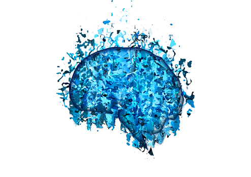 Brain Exploding Blue 3d Illustration Of A Blue Artificial Brain Exploding Stock Photo ...
