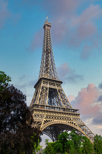 The Paris Eiffel Tower at Sunset