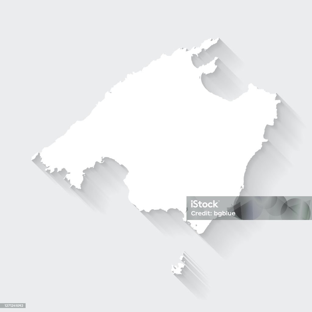Majorca Map. Easy Majorca Map With Long Shadow On Blank Background Flat Design Stock ...