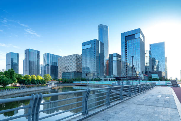 Modern city high-rise, China Ningbo CBD.