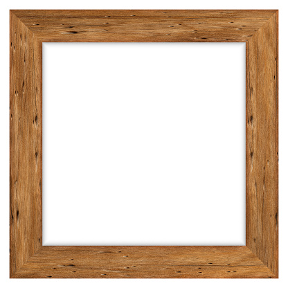 Brown wooden picture frame isolated on white background with clipping path