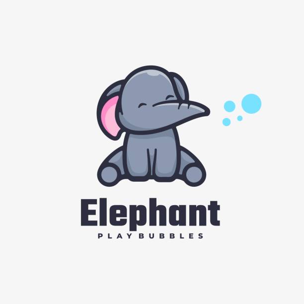 illustrazioni stock, clip art, cartoni animati e icone di tendenza di illustrazione vettoriale elefante semplice stile mascotte. - elefante immagine