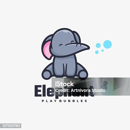 istock Vector Illustration Elephant Simple Mascot Style. 1271251783
