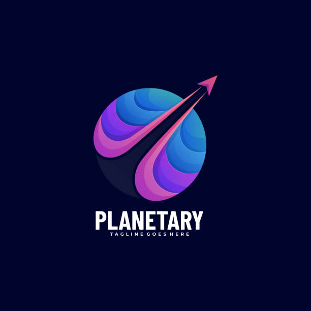 illustrations, cliparts, dessins animés et icônes de vector illustration planet gradient colorful style. - satellite space technology futuristic