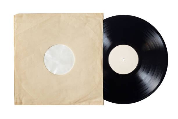 papier innenhülle und vinyl lp platte isoliert auf weiß. - schallplatte hülle stock-fotos und bilder