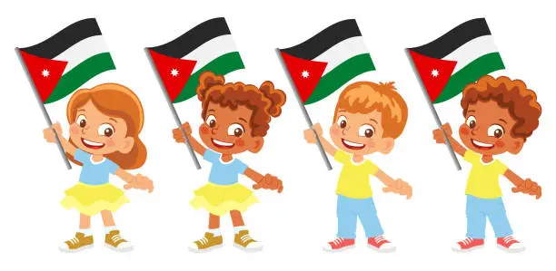 Vector illustration of Child holding jordan flag