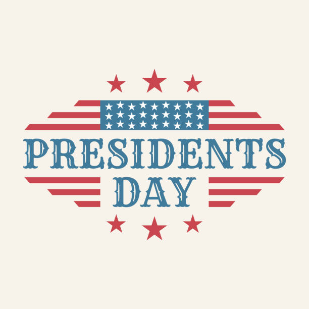 Vintage text Presidents Day with american color flag Vintage text Presidents Day with american color flag. Vector illustration Hand drawn text lettering for Presidents day in USA. Vector illustration EPS.8 EPS.10 presidents day logo stock illustrations