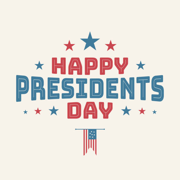 Vintage letter happy Presidents Day with american color flag Vintage letter happy Presidents Day with american color flag. Vector illustration Hand drawn text lettering for Presidents day in USA. Vector illustration EPS.8 EPS.10 presidents day logo stock illustrations