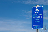 no parking only for handicapped personnel icon graphic blue