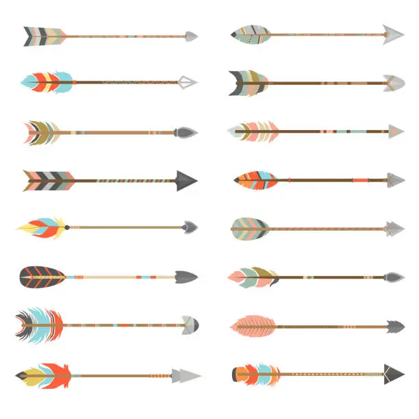 Vector illustration of Tribal Ethnic set of indian arrows in native style