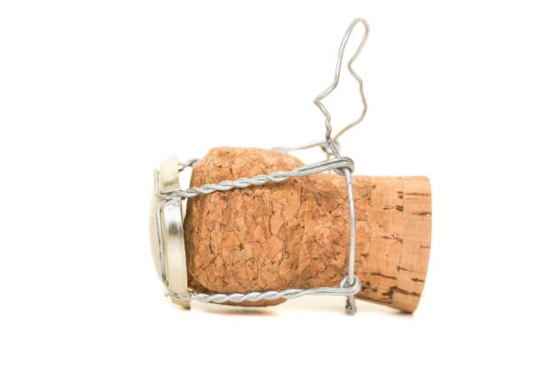 Champagne cork seen from the side isolated on a white background
