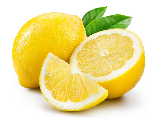 istock Lemon fruit with leaf isolate. Lemon whole, half, slice, leaves on white. Lemon slices with zest isolated for lemonade. With clipping path. Full depth of field. 1271273272