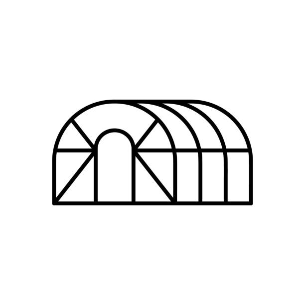 ilustrações, clipart, desenhos animados e ícones de hemisfério estufa. ícone linear - greenhouse house built structure green