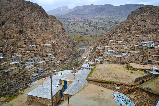 Landscape view of Palangan - old stony village in Kurdistan, Iran.