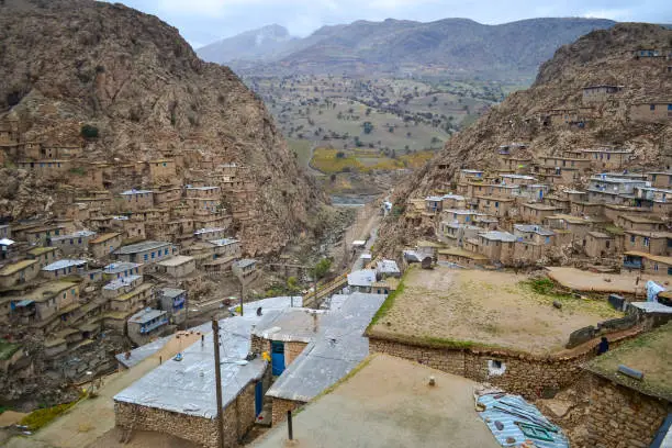 Landscape view of Palangan - old stony village in Kurdistan, Iran.