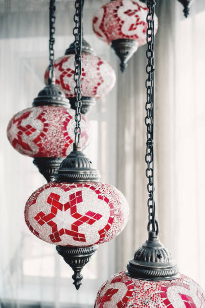 close-up of a crystal chandelier, selective focus and intentional blur. - painted image art museum istanbul imagens e fotografias de stock