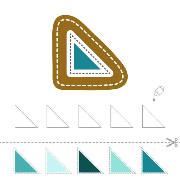 Vector illustration of Learn shapes and geometric figures. Preschool or kindergarten worksheet for practicing motor skills. Cut and glue in order from light to dark or vice versa - Vector