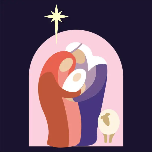 Vector illustration of Nativity Scene of Holiday Holy Night Christmas