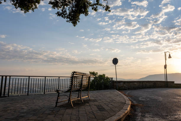 istock Lonely bench with breathtaking panoramic view in Umbria, Italy 1271281378