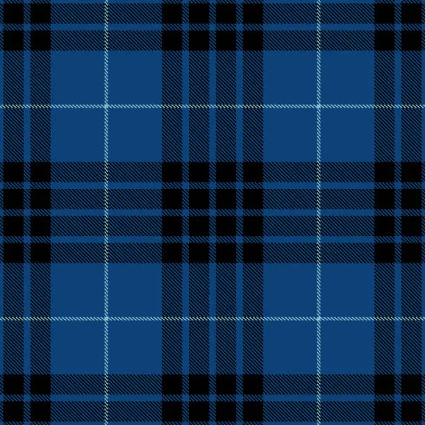 Vector illustration of Blue Black Scottish Tartan Plaid Textile Pattern