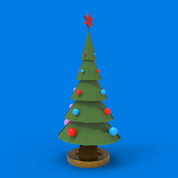 istock Happy Merry Christmas Day Tree Blue 3d rendering 1271282591