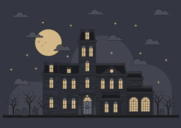 Vector illustration of Halloween illustration with horror house