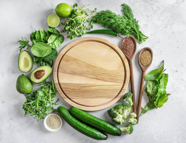 istock Green vegetables and herbs rich for proteins 1271285570
