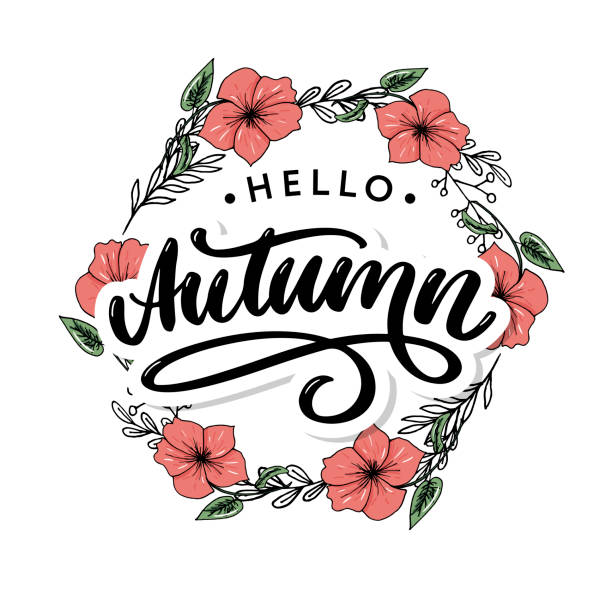 istock Hello, Autumn. Goodbye, Summer. The trend calligraphy. Vector illustration on the background of autumn leaves. Concept autumn advertising. 1271286330