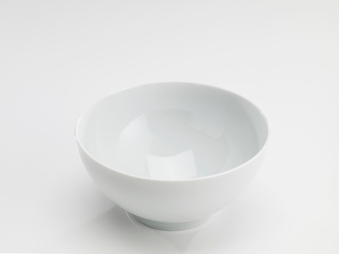 Looking down empty pie bowl on white background