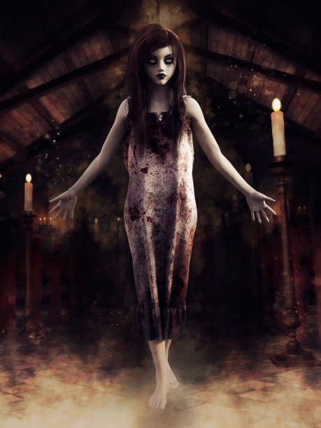 istock Spooky ghost of a young girl 1271291719