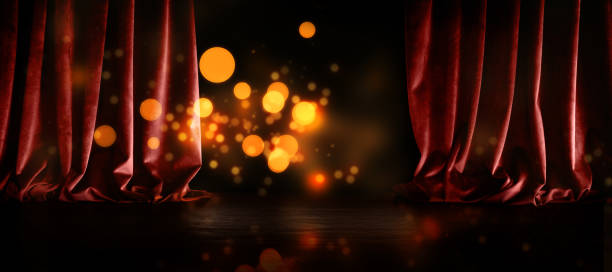 istock Dark theater stage with magical lights 1271295080