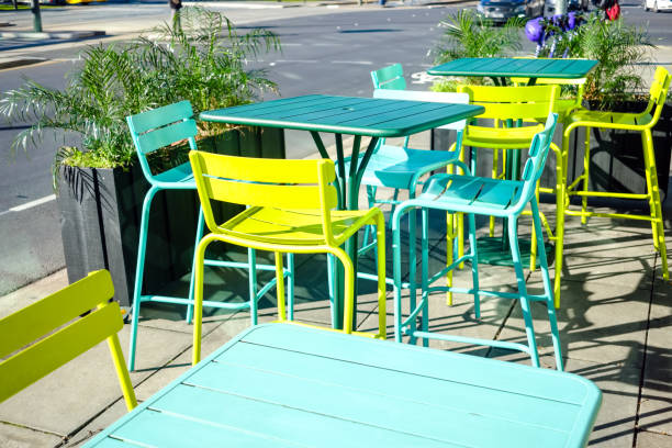 istock Outdoor seating tables and chairs 1271296692
