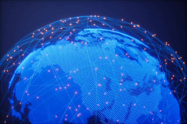 istock Planet Earth With  Floating Blue Plexus Geometric Background. 1271302652