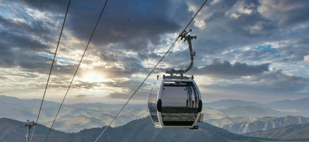 istock A shot of cableway on a beautiful sunset sky background 1271302975