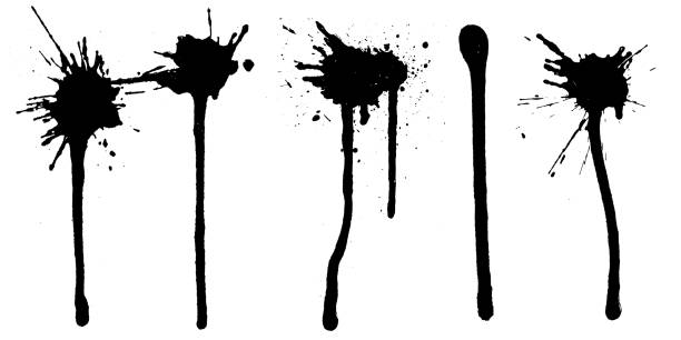istock Vector black and white ink splash, blot and brush stroke, spot, spray, smudge, spatter, splatter, drip, drop, ink blob brush, paint spot, spray, smudge Grunge textured elements for design, background. 1271303705