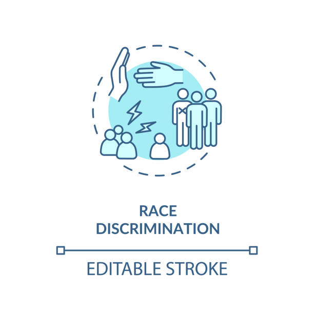 Race discrimination concept icon Race discrimination concept icon. Skin color and ethnic discrimination idea thin line illustration. Racism. Antisemitism. Inequality. Vector isolated outline RGB color drawing. Editable stroke racism icon stock illustrations