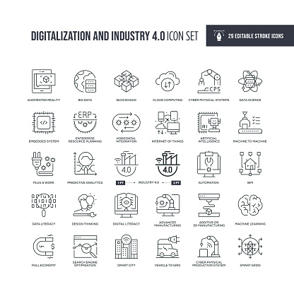 29 Digitalization and Industry 4.0 Icons - Editable Stroke - Easy to edit and customize - You can easily customize the stroke with