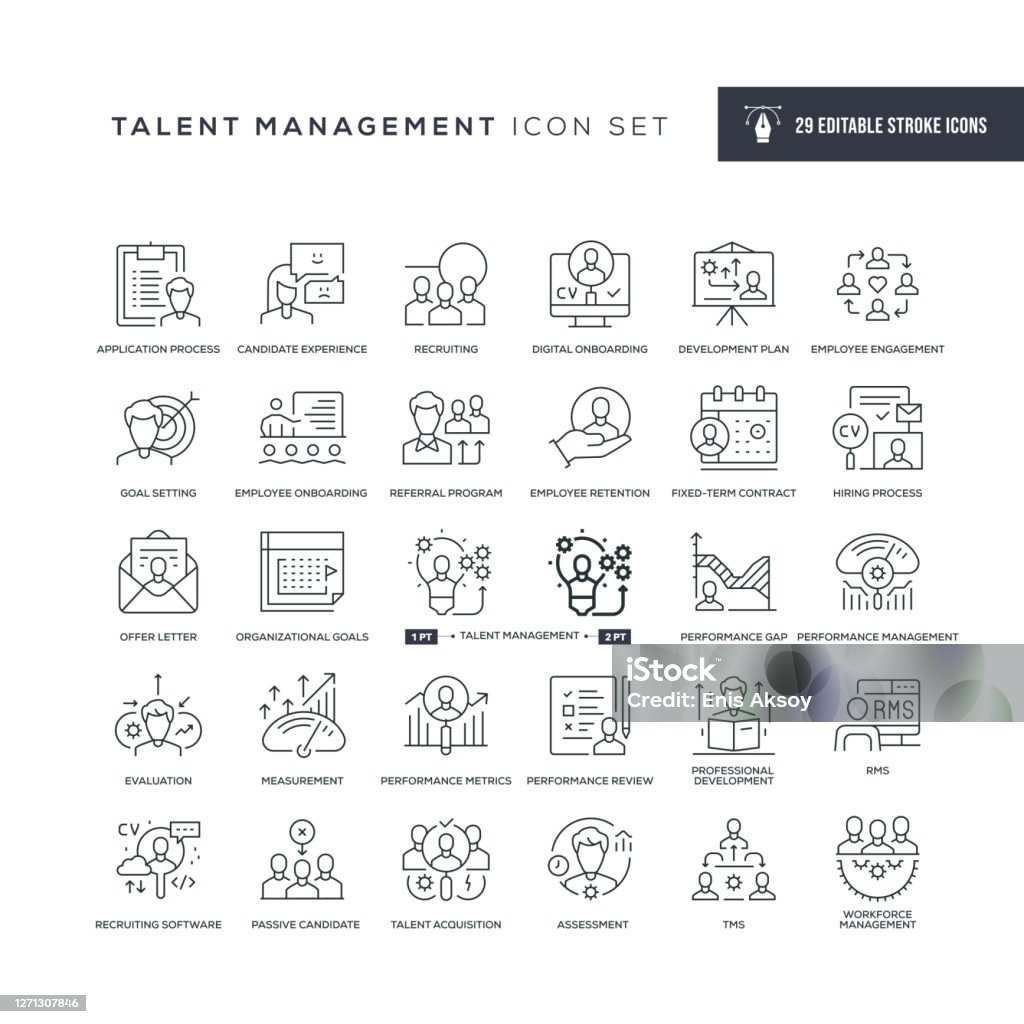 Iconos de línea de trazo editables de Talent Management - arte vectorial de Ícono libre de derechos